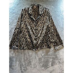 Leopard Print Pajamas Gilligan & O'Malley ‎ Women's Large Deliciously Soft #e20